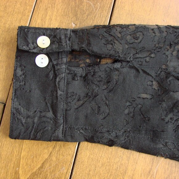 Addition Elle Black Lace Tunic Blouse Button Front Tie Waist Open Lace Size 16 - Picture 9 of 9